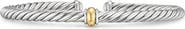 David Yurman Cable Flex Station Bracelet in Sterling Silver with 14K Yellow Gold, 4mm