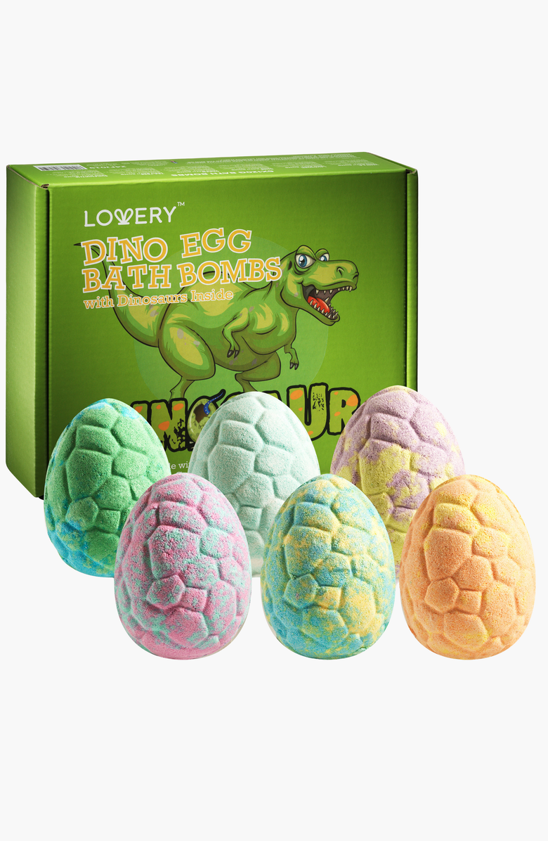 Lovery Dinosaur Bath Bomb 12-Piece Gift Set with Surprise Toys, Alternate, color, Multicolored Pastel