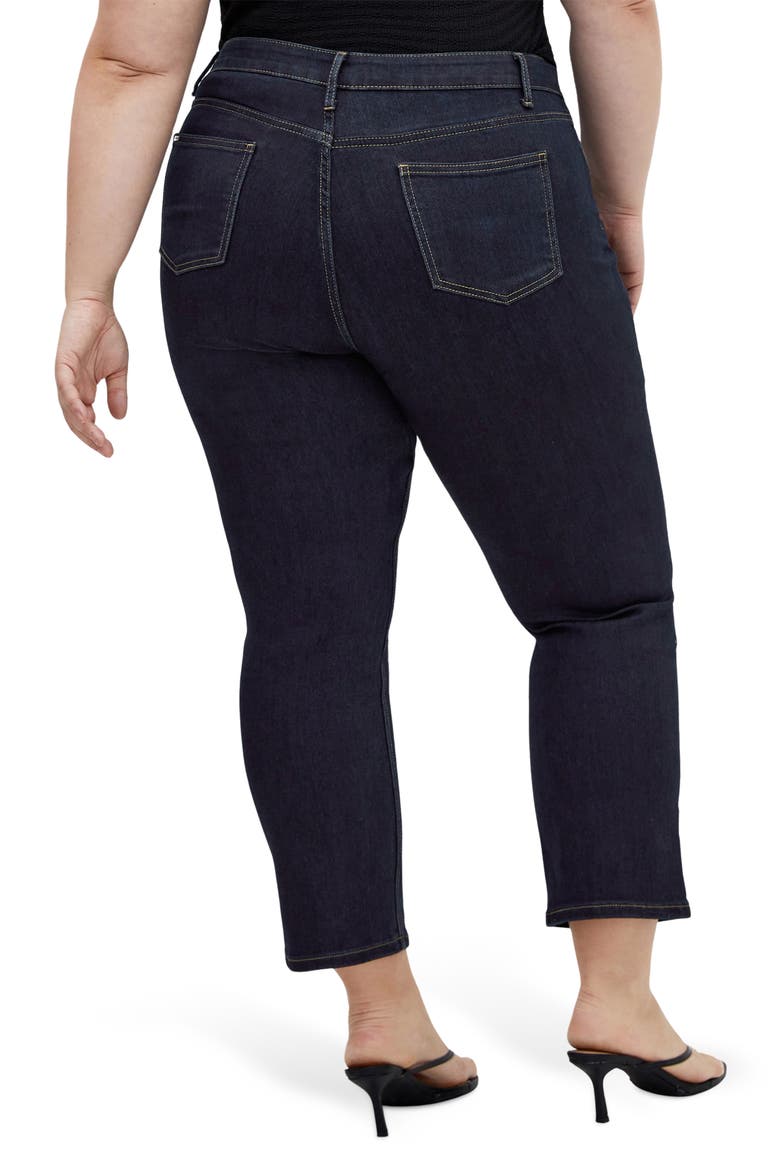 Harley Fit Leyla Crop Straight Leg Jeans, Alternate, color, DARK DENIM
