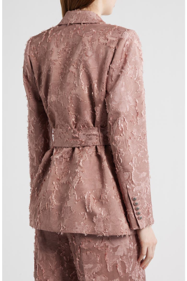 Nia Floral Jacquard Belted Jacket, Alternate, color, ASH ROSE