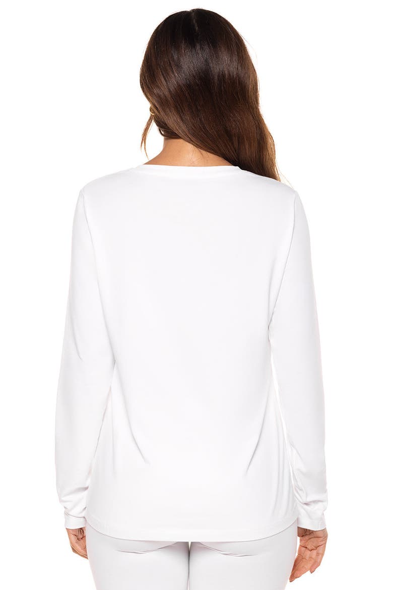 Women's Morada V-Neck Long Sleeve T-Shirt, UPF 50+ Sun Protection, Alternate, color, White