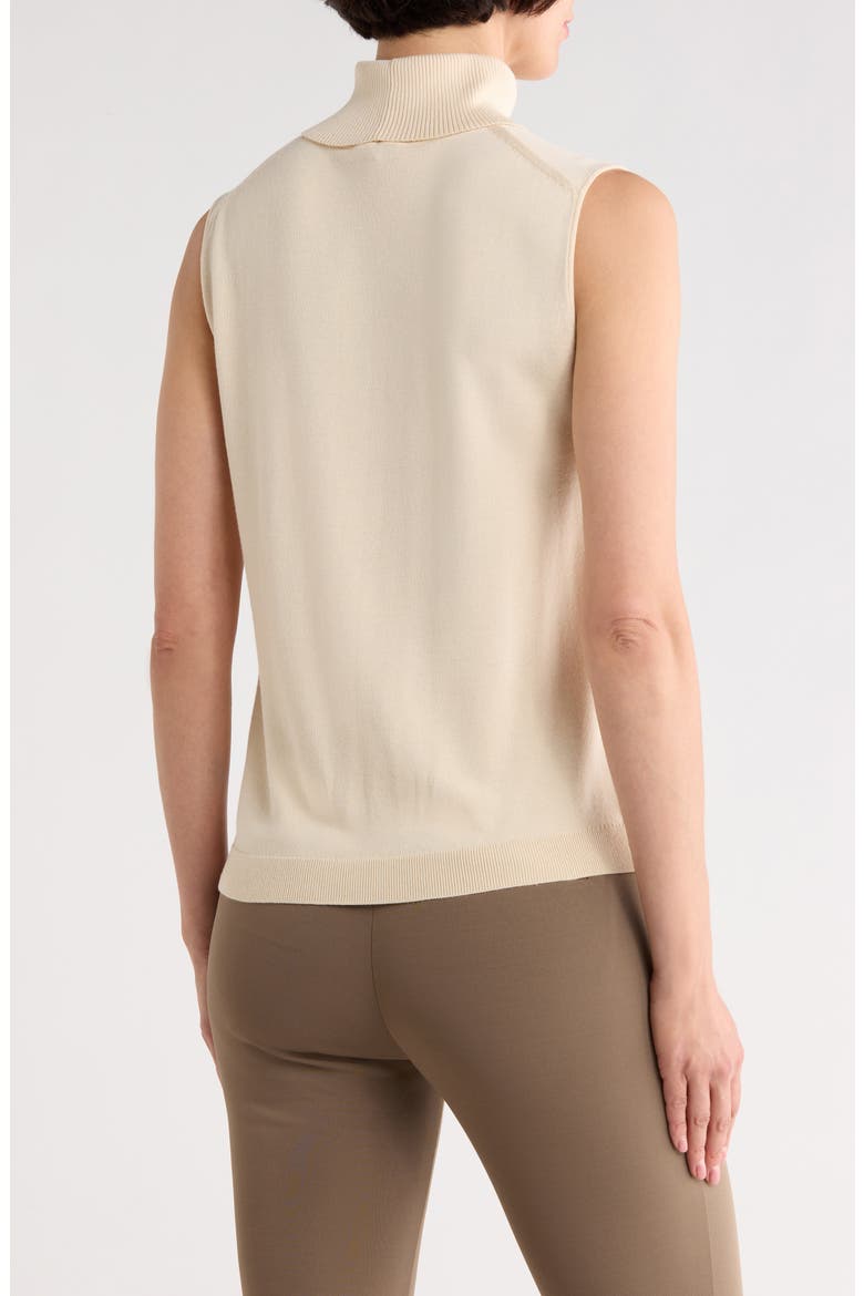 Sleeveless Turtleneck Matte Crepe Top, Alternate, color, BUFF