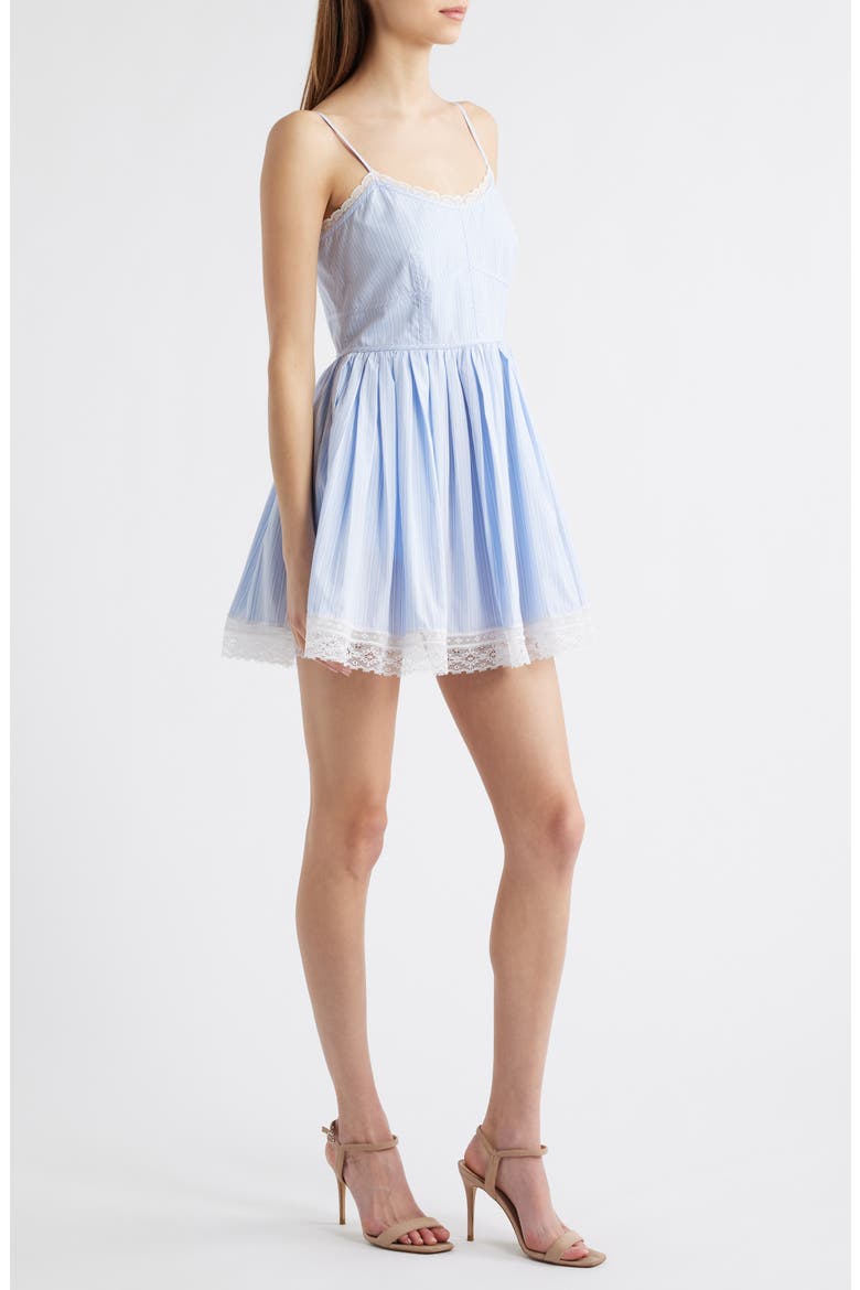 Harrisine Lace Trim Fit & Flare Minidress, Alternate, color, SKY LAGOON