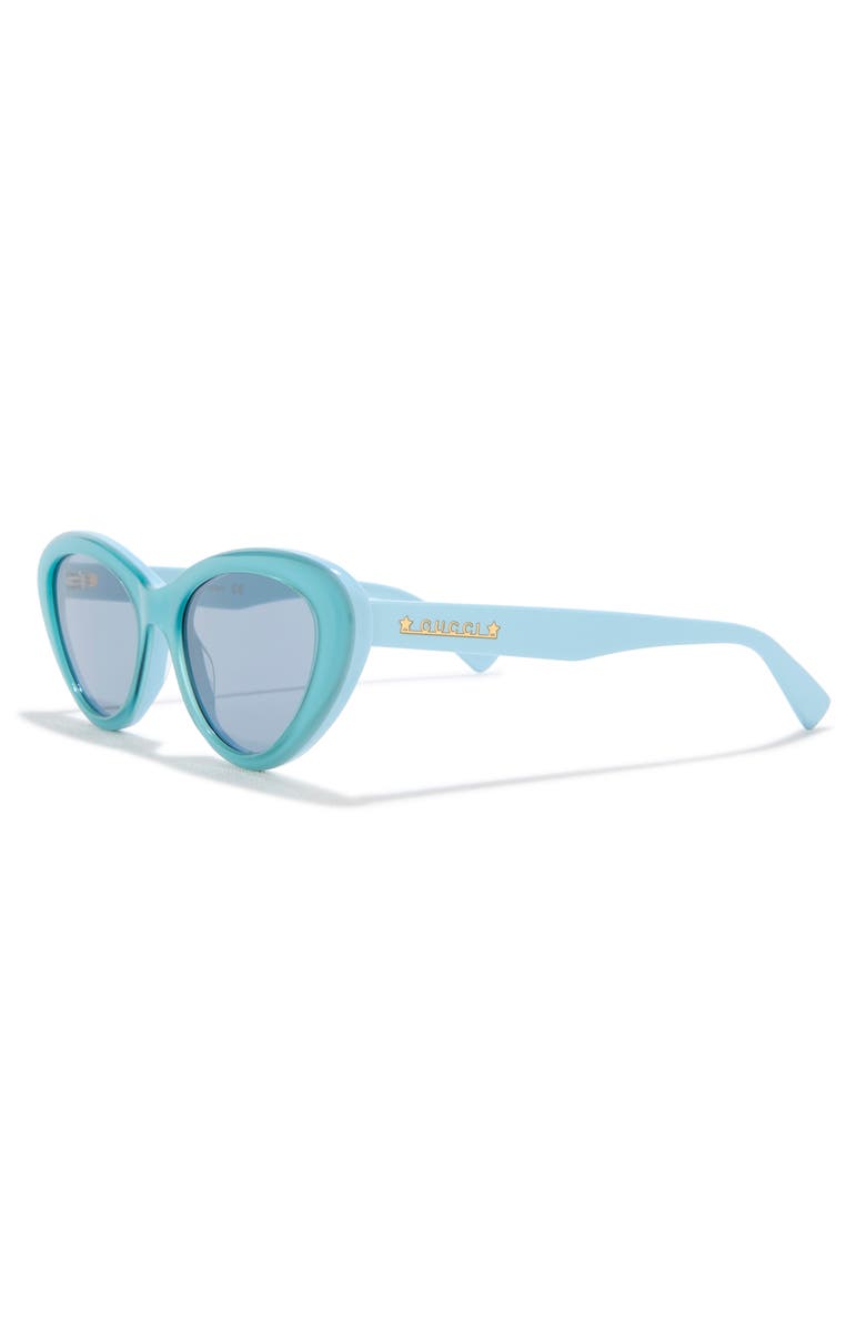 Gucci 54mm Cat Eye Sunglasses, Alternate, color, Light Blue Blue Blue