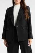 Tahari ASL Topstitch Detail One-Button Blazer