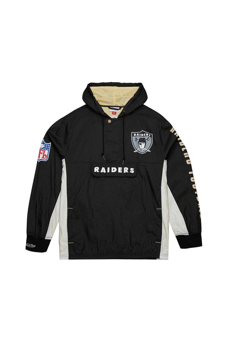 Men's Mitchell & Ness Black Las Vegas Raiders Team OG 2.0 Anorak Vintage Logo Quarter-Zip Windbreaker Jacket, Alternate, color, Black
