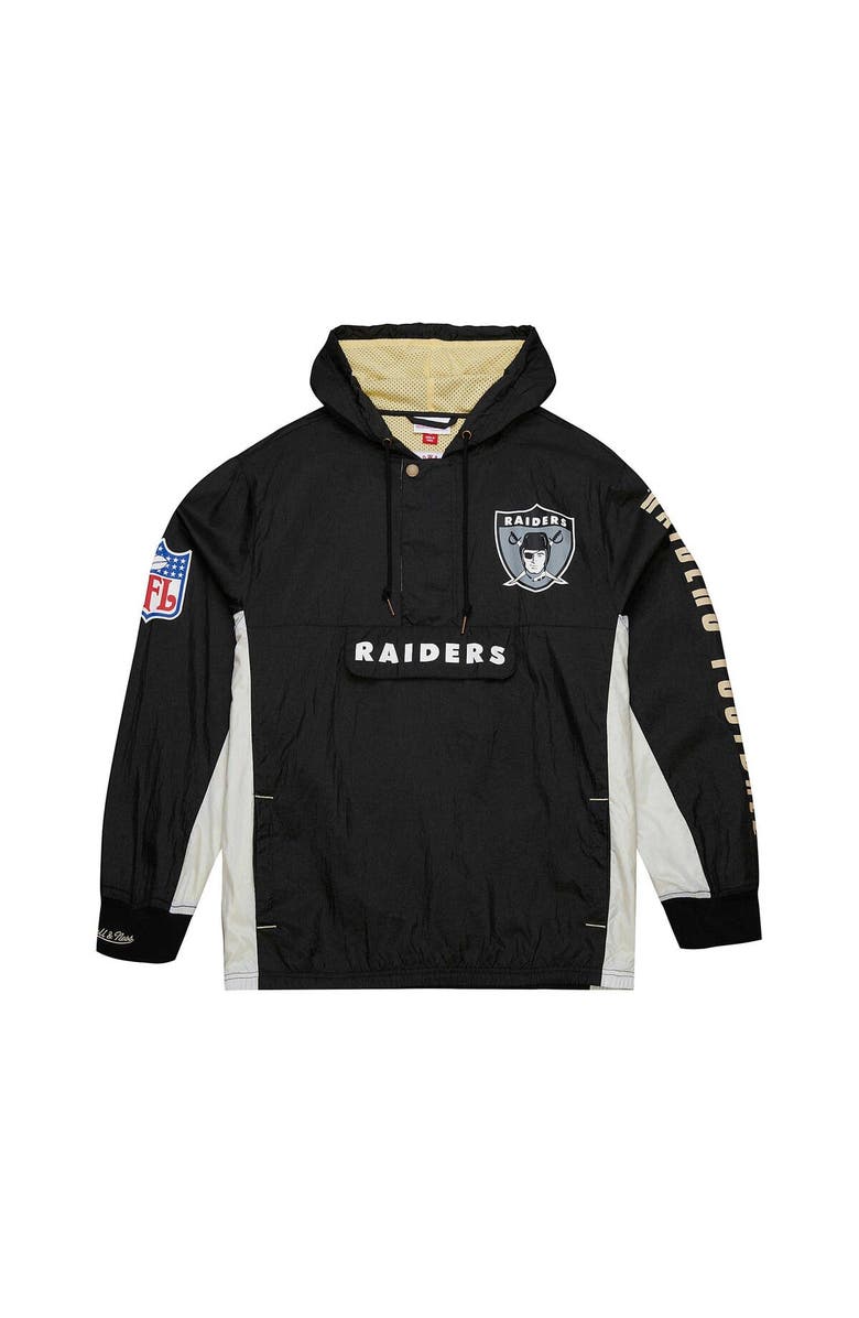 Mitchell & Ness Men's Mitchell & Ness Black Las Vegas Raiders Team OG 2.0 Anorak Vintage Logo Quarter-Zip Windbreaker Jacket, Alternate, color, 