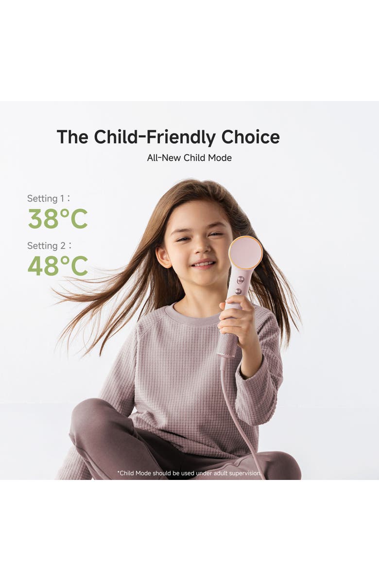 Laifen Swift Mini Hair Dryer with 1 Nozzle and Travel Bag, Alternate, color, Pink