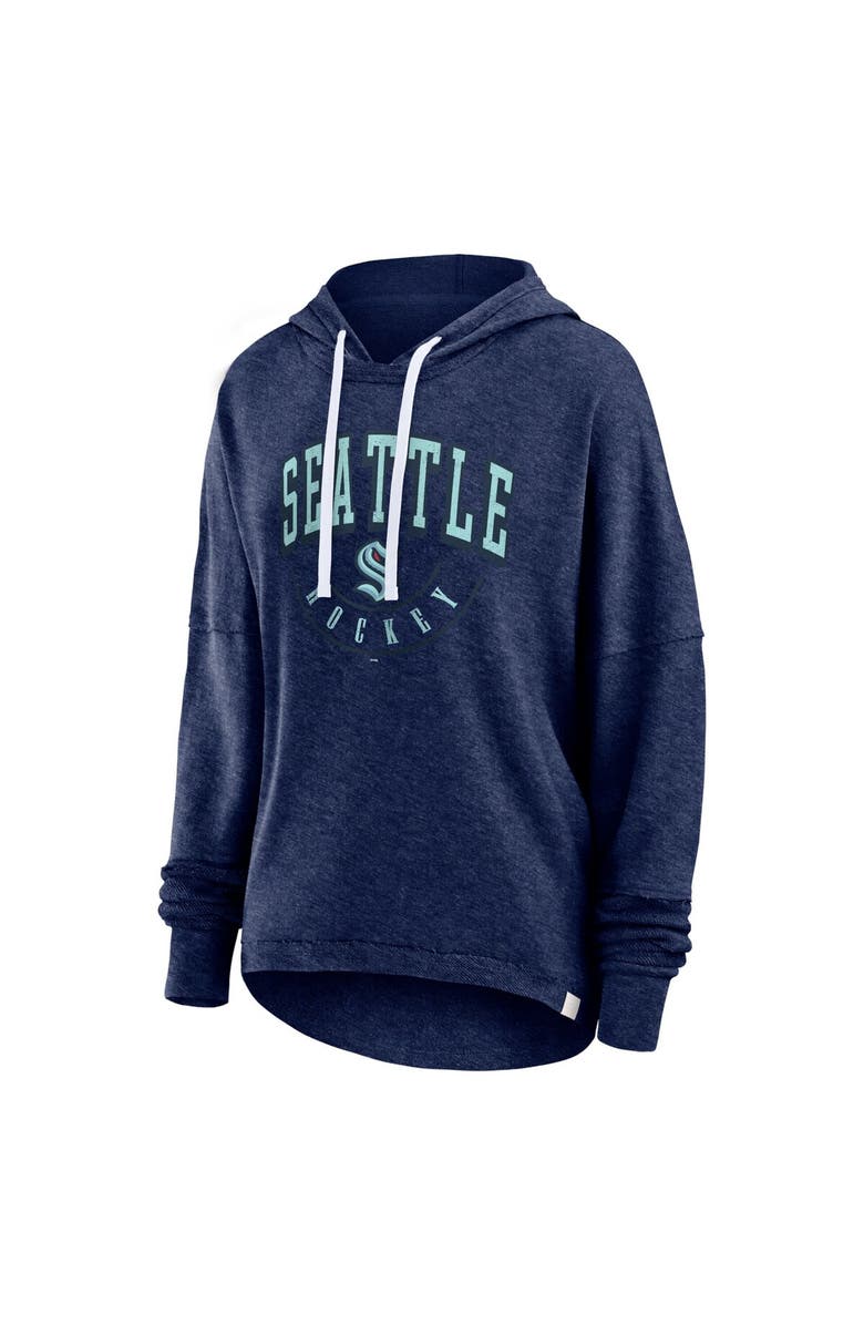FANATICS Women's Fanatics Branded Heather Deep Sea Blue Seattle Kraken Lux Lounge Helmet Arch Pullover Hoodie, Alternate, color, 