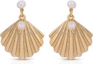 Ettika Scallop Shell & Freshwater Pearl Drop Earrings