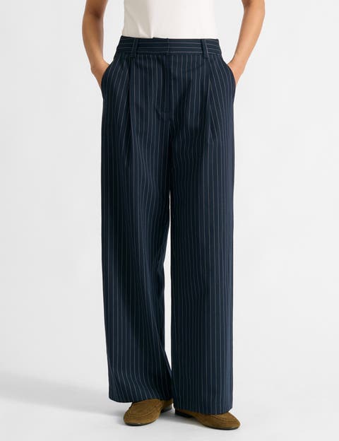 Pinstripe Pleat Trousers