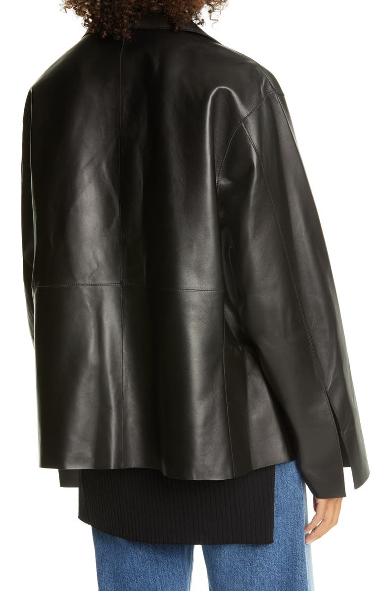 TOTEME Avignon Oversize Leather Jacket, Alternate, color,