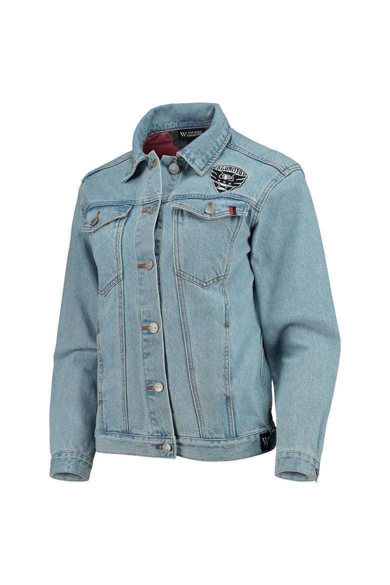 Women's The Wild Collective Blue D.C. United Print Denim Button-Up Jacket, Alternate, color, Blue