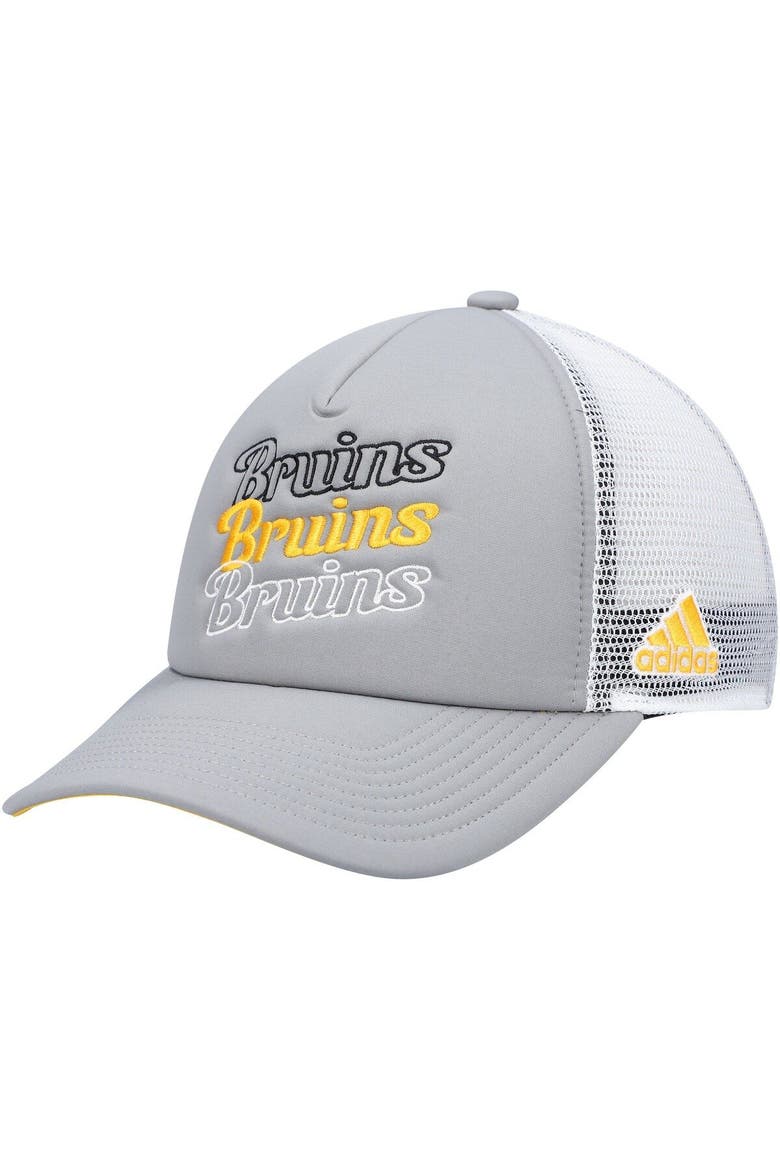 Women's adidas Gray/White Boston Bruins Foam Trucker Snapback Hat, Main, color, Gray