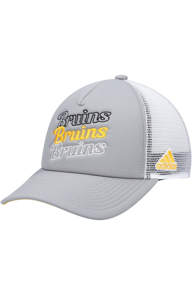 adidas Women's adidas Gray/White Boston Bruins Foam Trucker Snapback Hat, Main, color, Gray