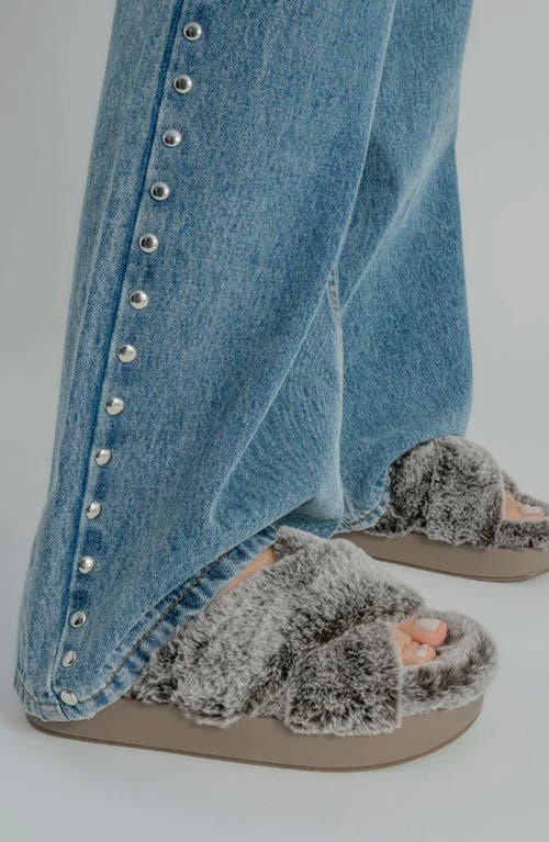 Shushop Juliet Faux Fur Slide Sandal In Brown