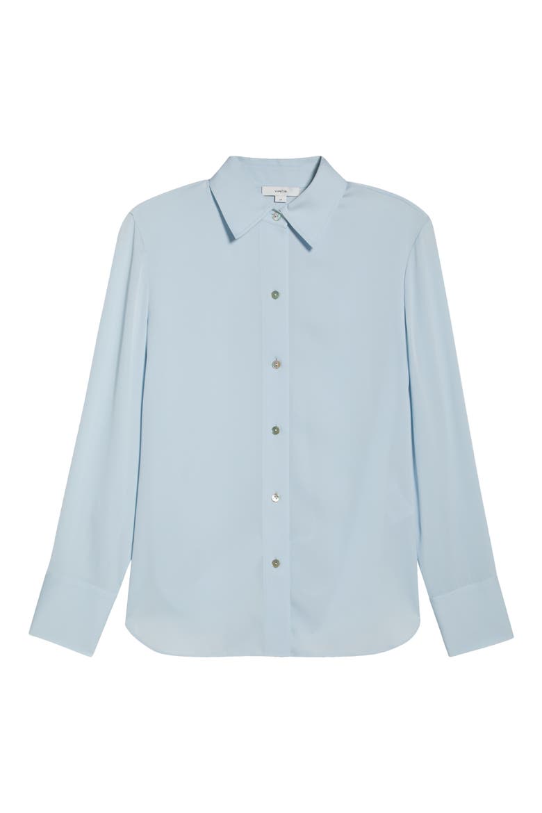 Stretch Silk Button-Up Shirt, Alternate, color, GLACIER