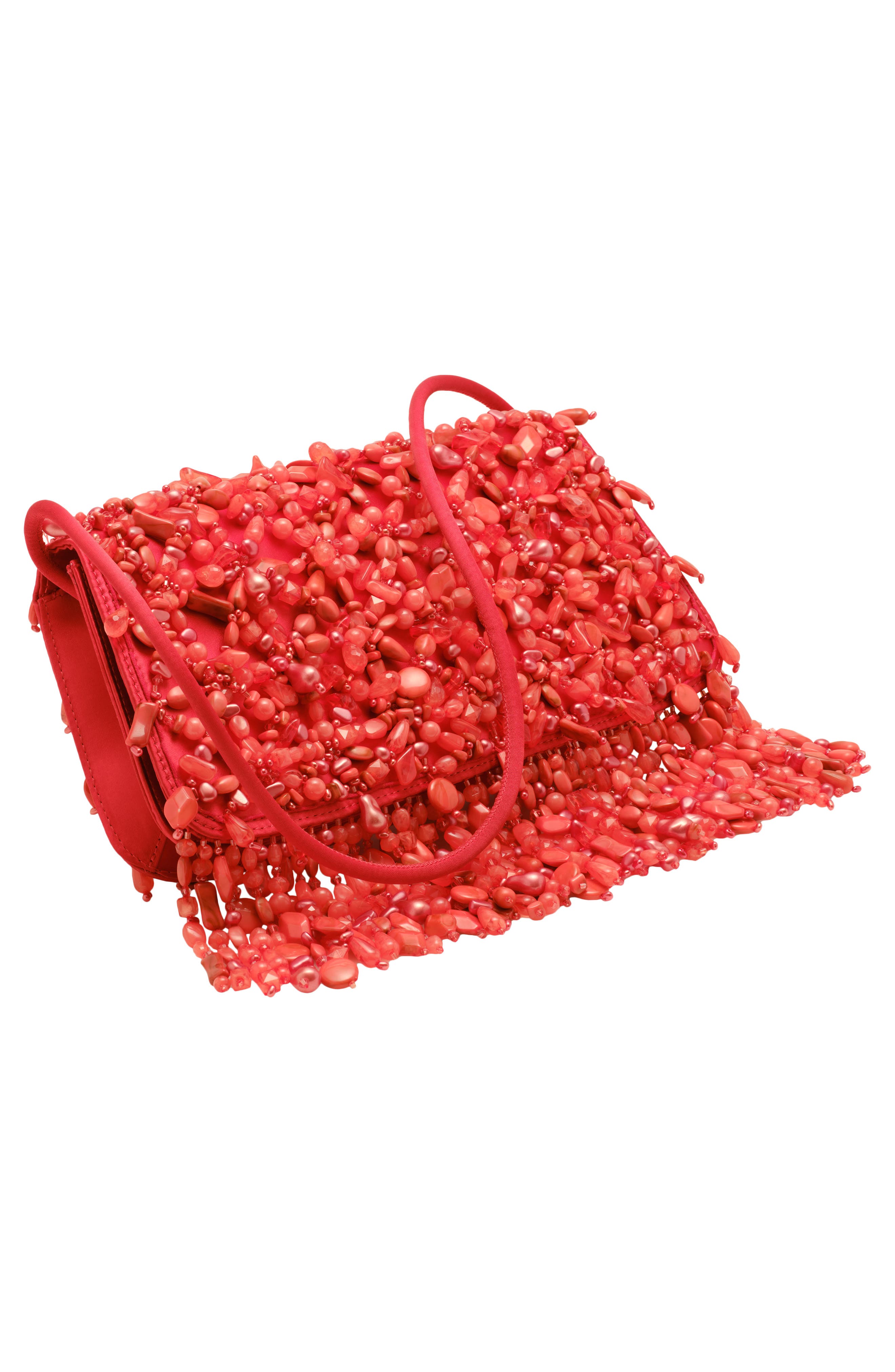 Cult Gaia Idalia Embellished Satin Shoulder Bag, Alternate, color, Canyon