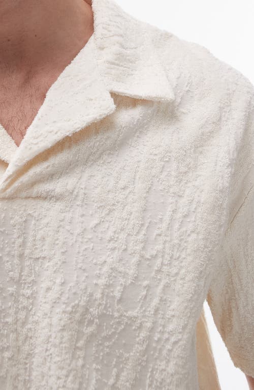 Topman Oversized Fit Jersey Polo With Jacquard In Stone
