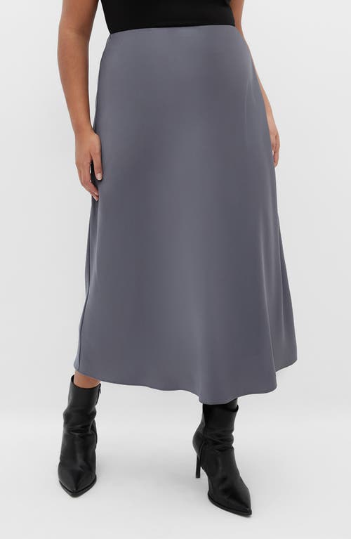 City Chic Miranda Midi Skirt In Gray