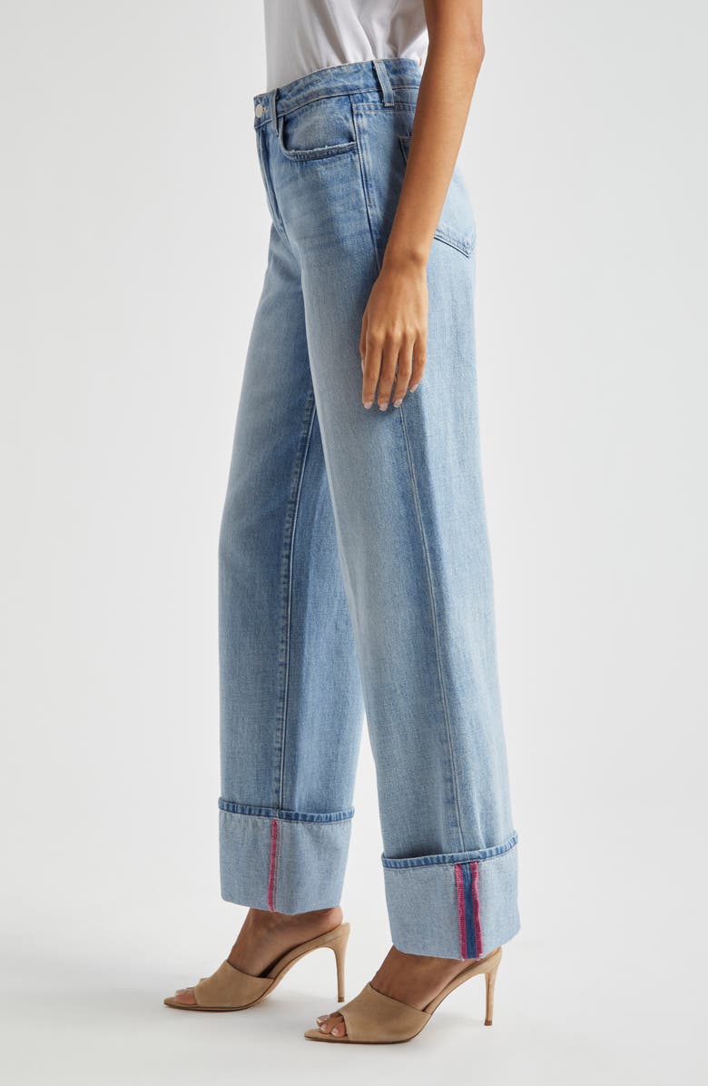 L'AGENCE Miley High Waist Cuff Wide Leg Jeans, Alternate, color, Emerson