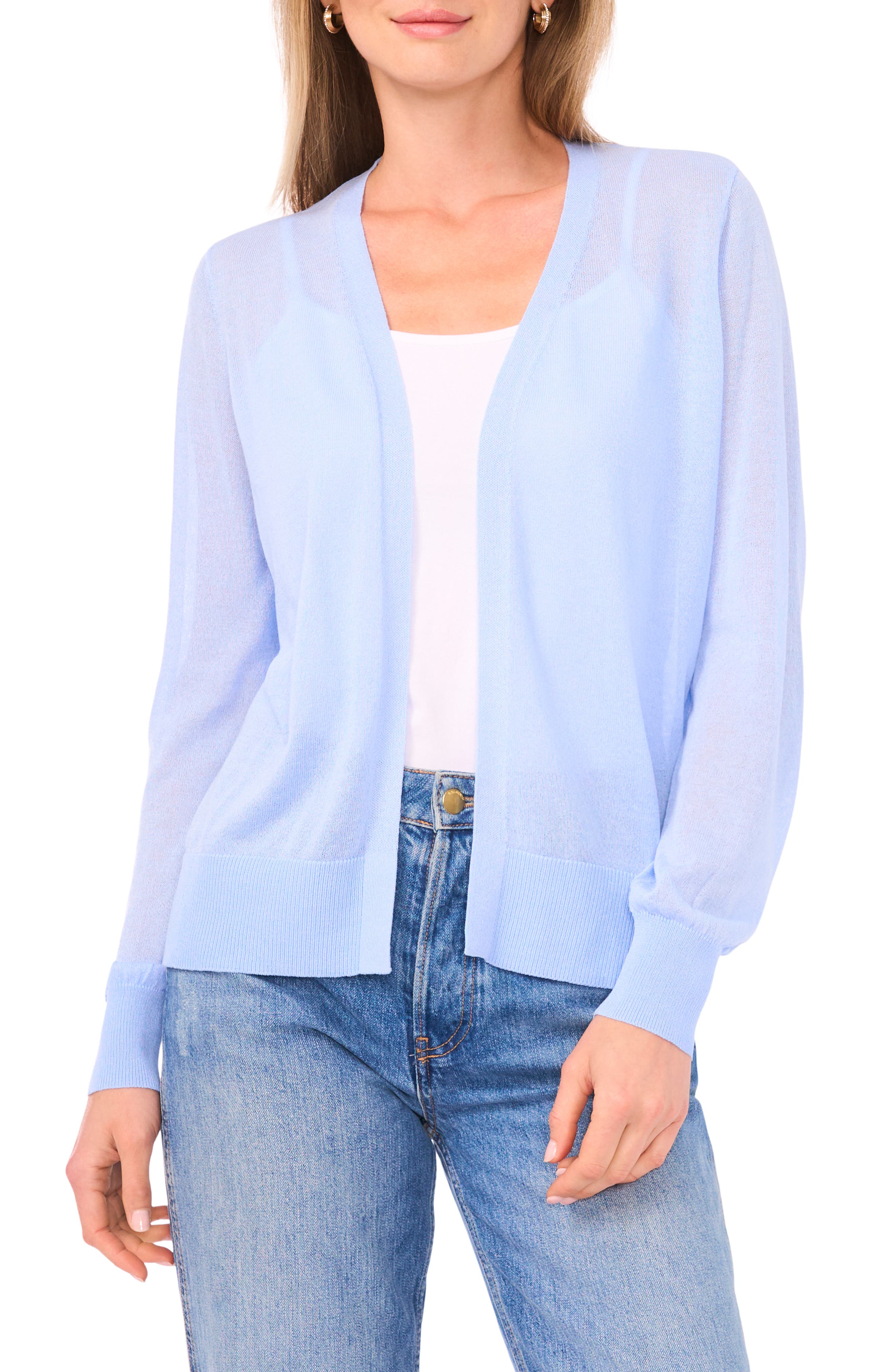 Vince Camuto Tissue Knit Cardigan In Blue