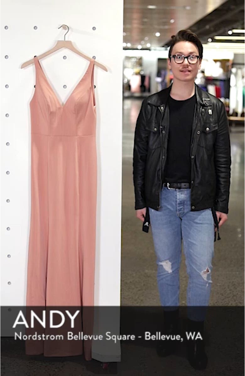 Jade Luxe Crepe V-Neck Gown, sales video thumbnail