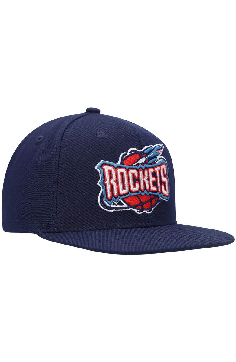 Mitchell & Ness Men's Mitchell & Ness Navy Houston Rockets Hardwood Classics Team Ground 2.0 Snapback Hat, Alternate, color,