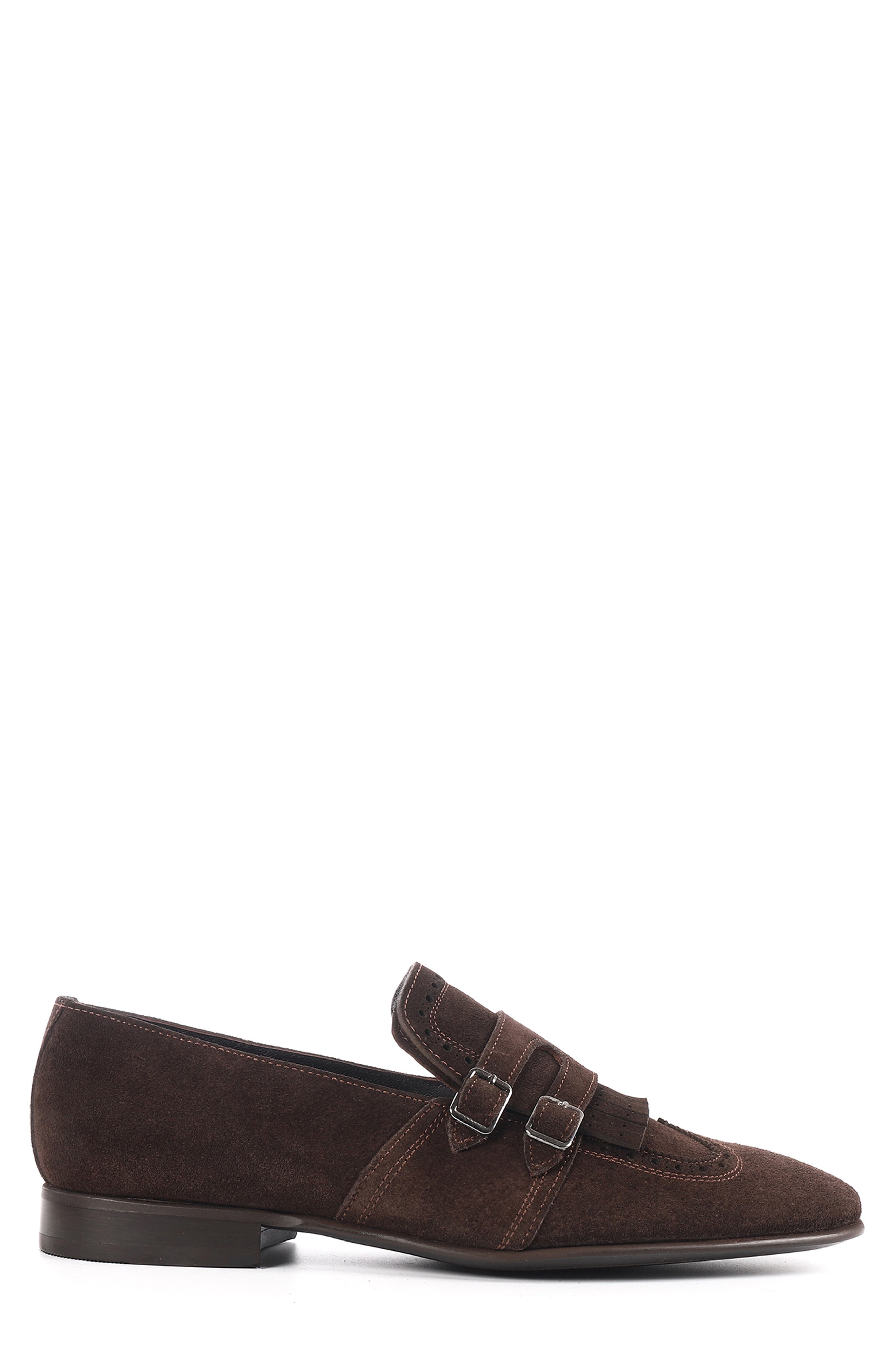Nexus Kiltie Fringe Monk Shoe, Alternate, color, DARK BROWN