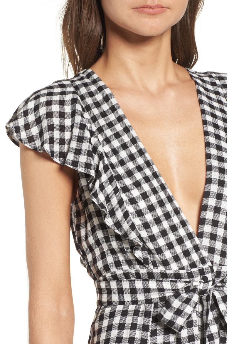 Gingham Minidress, Alternate, color, BLACK
