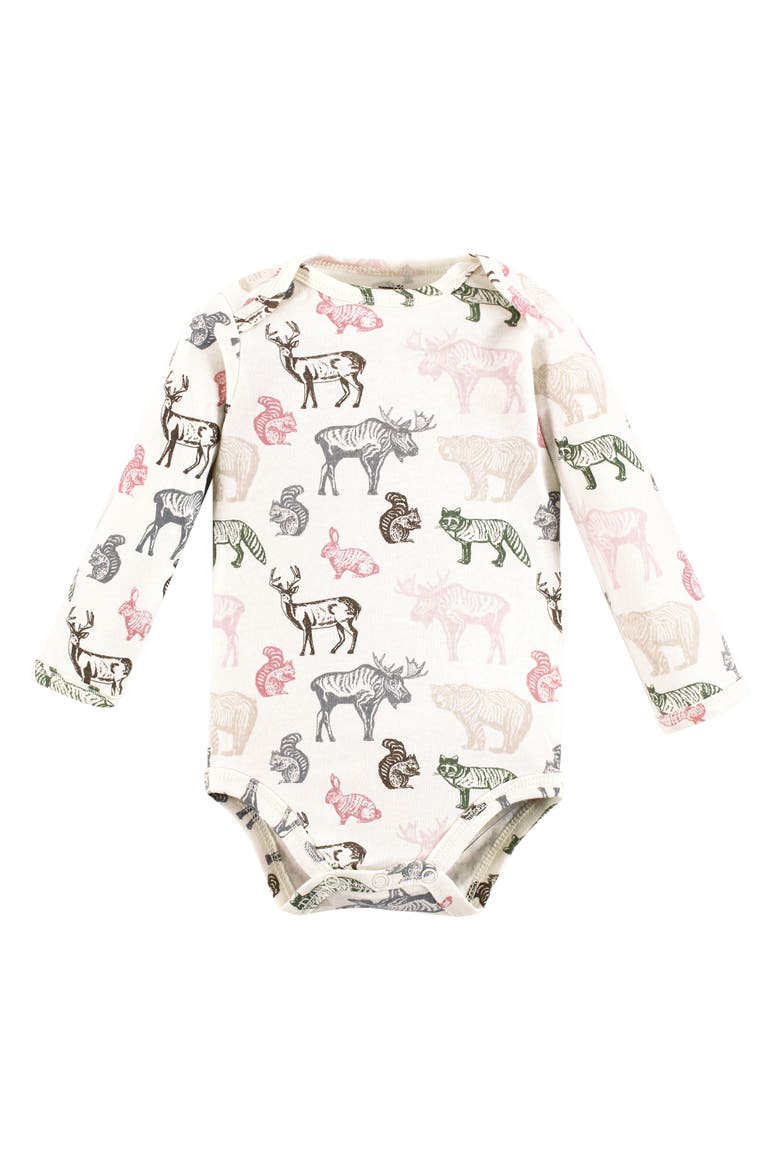 Little Soft Organic Cotton Long-Sleeve One-Piece Essentials, Alternate, color, Girl Woodland