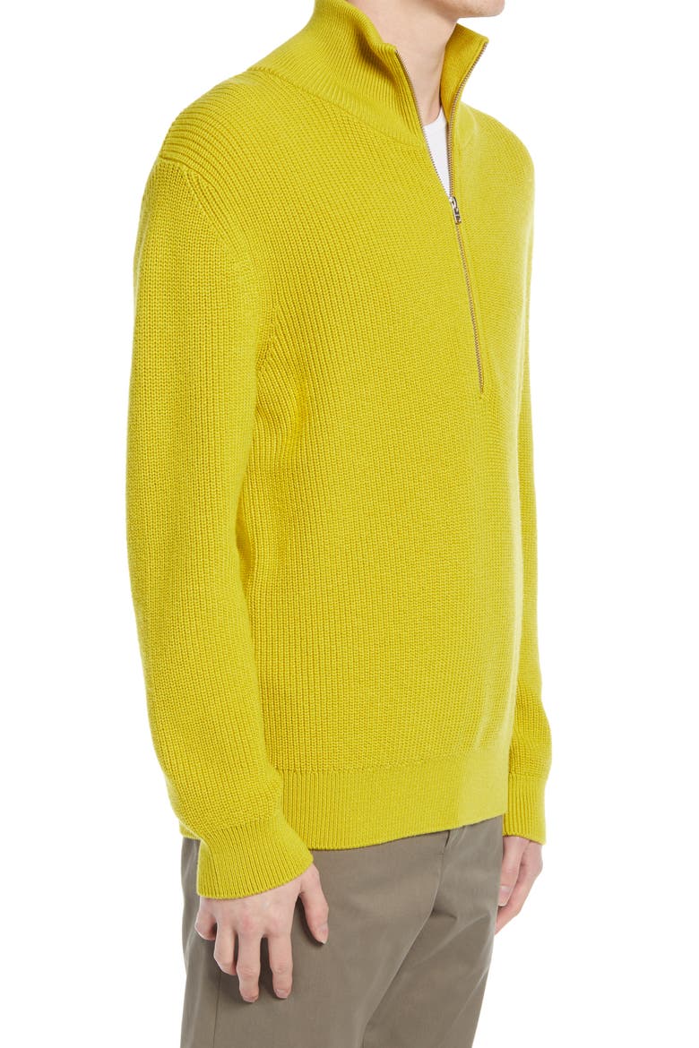 Men's Wool Blend Half Zip Sweater, Alternate, color, CHARTREUSE YELLOW 426