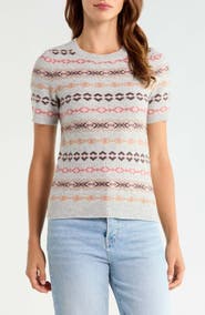 Lucky Brand Fair Isle Short Sleeve Sweater