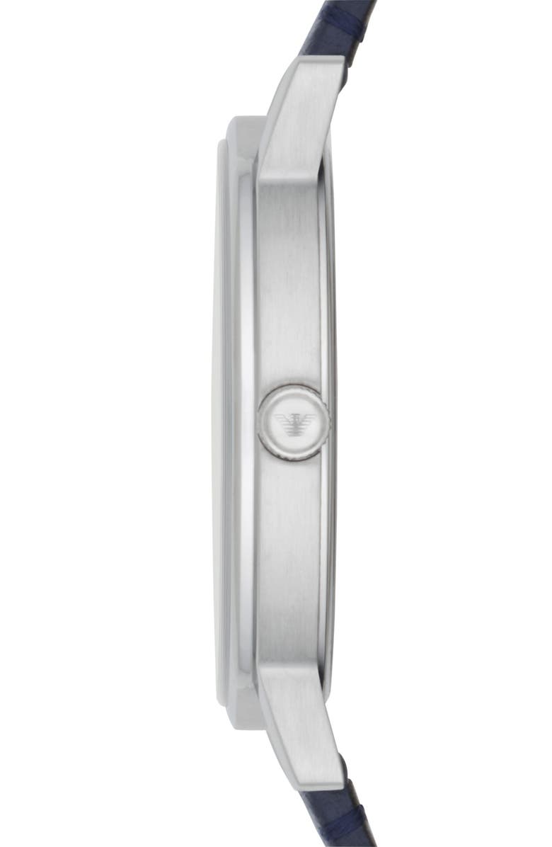 Emporio Armani Men's Kappa 3-Hand Quartz Leather Strap Watch, 41mm, Alternate, color, Blue/ Blue