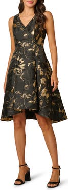 Adrianna Papell Metallic Jacquard Fit & Flare Cocktail Dress