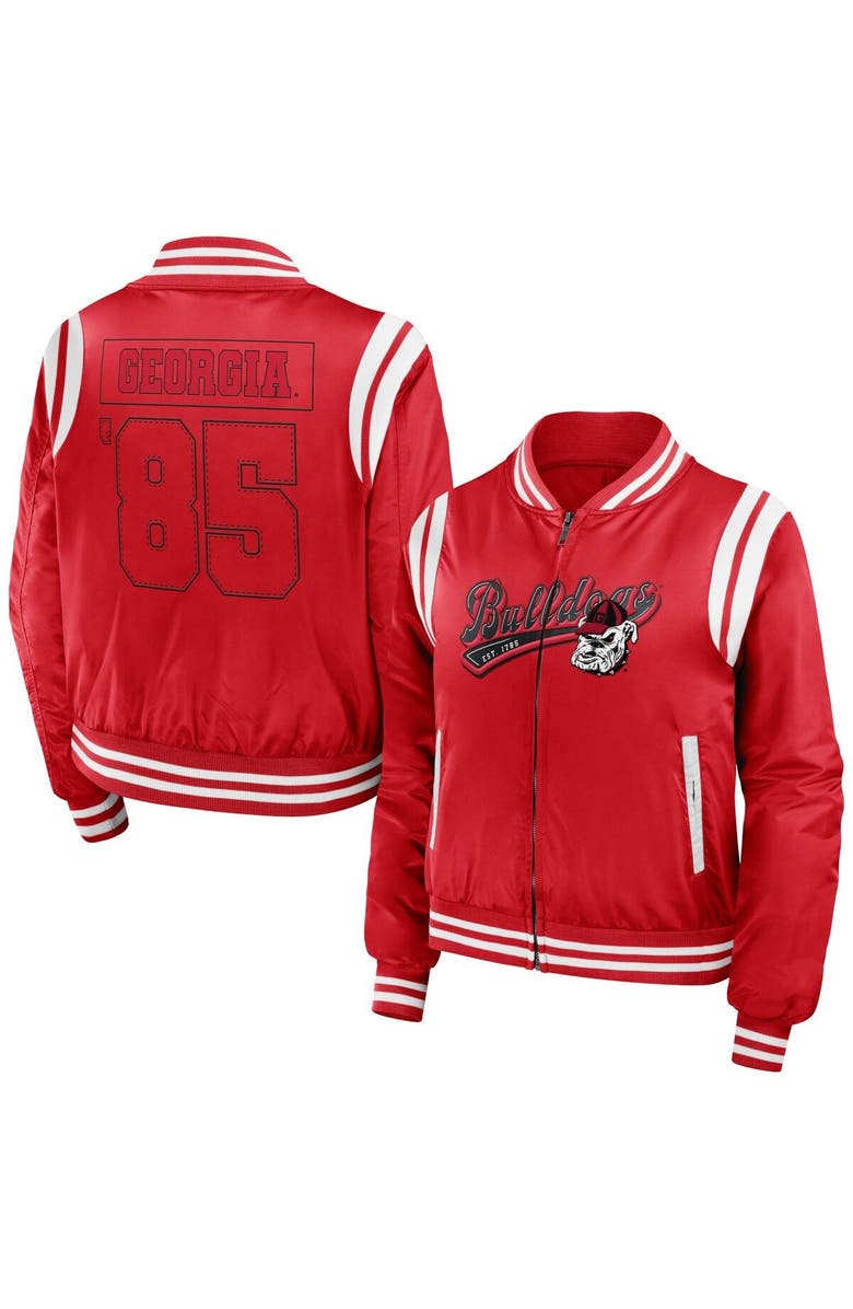 WEAR by Erin Andrews Women's WEAR by Erin Andrews Red Georgia Bulldogs Football Bomber Full-Zip Jacket, Main, color, Red