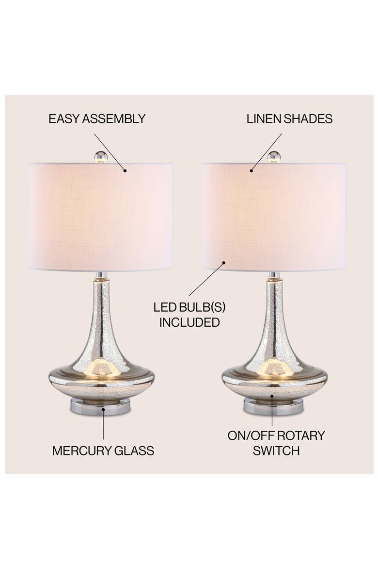 Cecile 25.5" Glass Teardrop LED Table Lamp, Alternate, color, Mercury Silver
