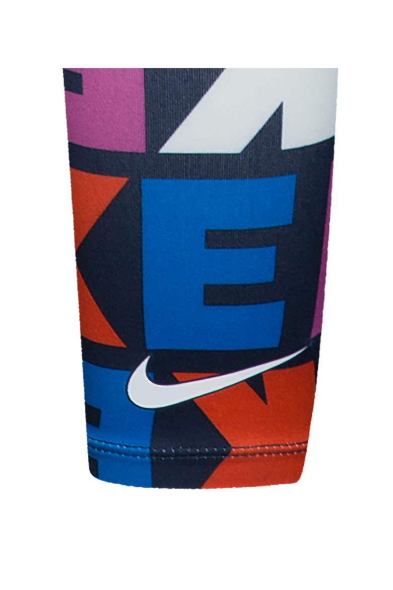 Kids' Block Logo Print Leggings, Alternate, color, OBSIDIAN