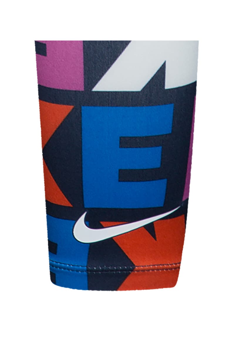 Nike Kids' Block Logo Print Leggings, Alternate, color, Obsidian