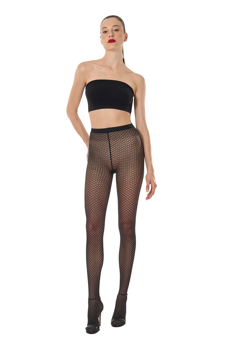 Wolford Shimmer Effect Tights, Alternate, color, Black/ Silver