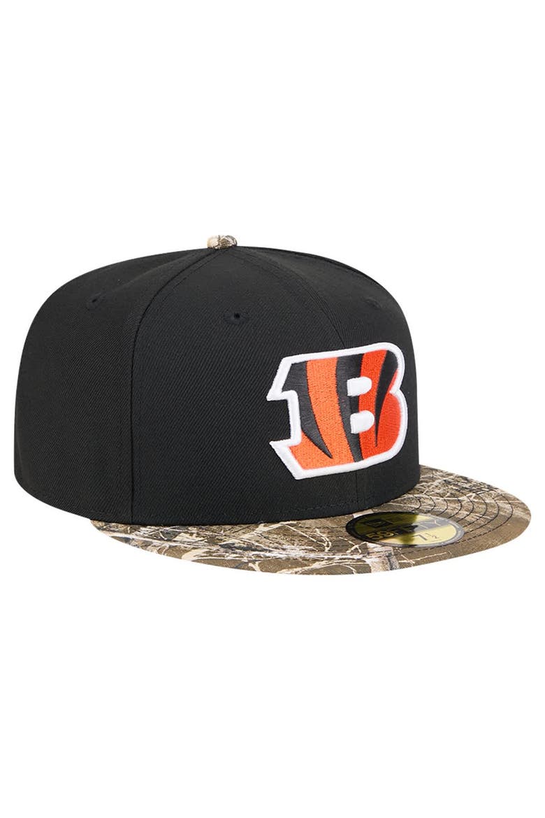 Men's New Era Black Cincinnati Bengals Active Two-Tone Camo 59FIFTY Fitted Hat, Alternate, color, Black