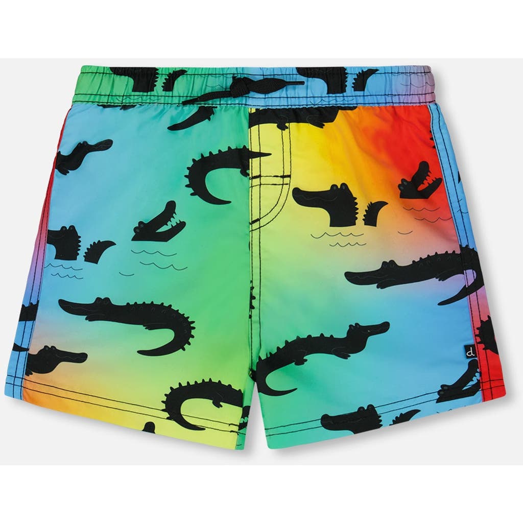 Deux Par Deux Little Boy's Printed Boardshorts Multicolored Crocodile In Multicolored Crocodile