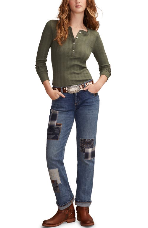Lucky Brand Ribbed Henley In Green