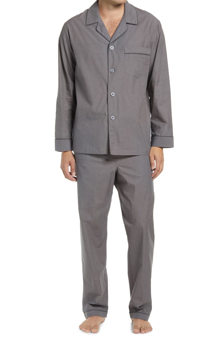 Majestic International Woven Cotton Pajamas, Main, color, Charcoal