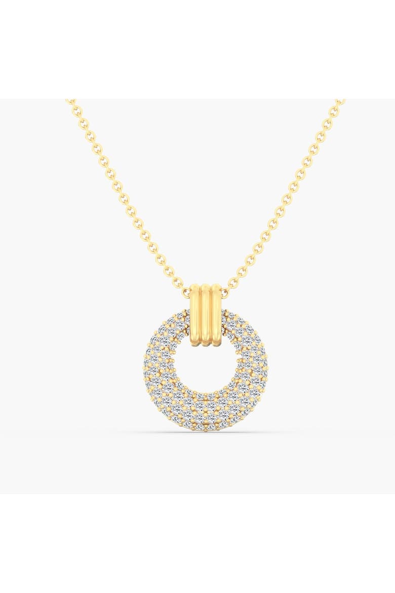Domed Pave Circle Lab Diamond Necklace in 14K, Main, color, Yellow Gold