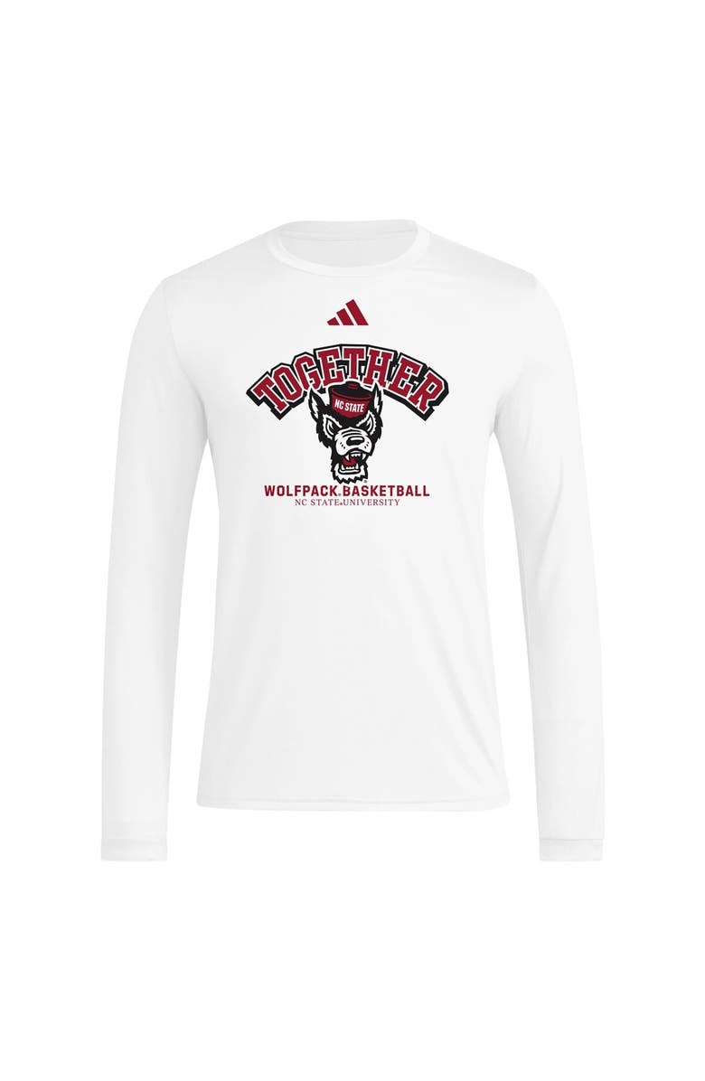 adidas Men's adidas White NC State Wolfpack Together On-Court Pregame Long Sleeve T-Shirt, Alternate, color,