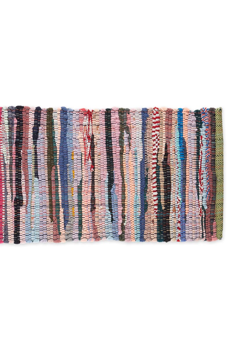 Multi Color Chindi Rag Table Runner, Alternate, color, Stonewash Blue