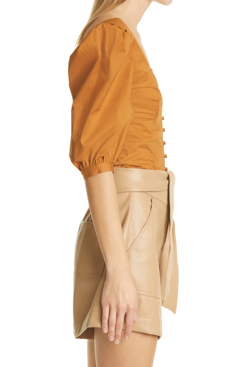 Jonathan Simkhai Standard Jonathon Simkhai Standard Thea Smocked Puff Sleeve Top, Alternate, color, 