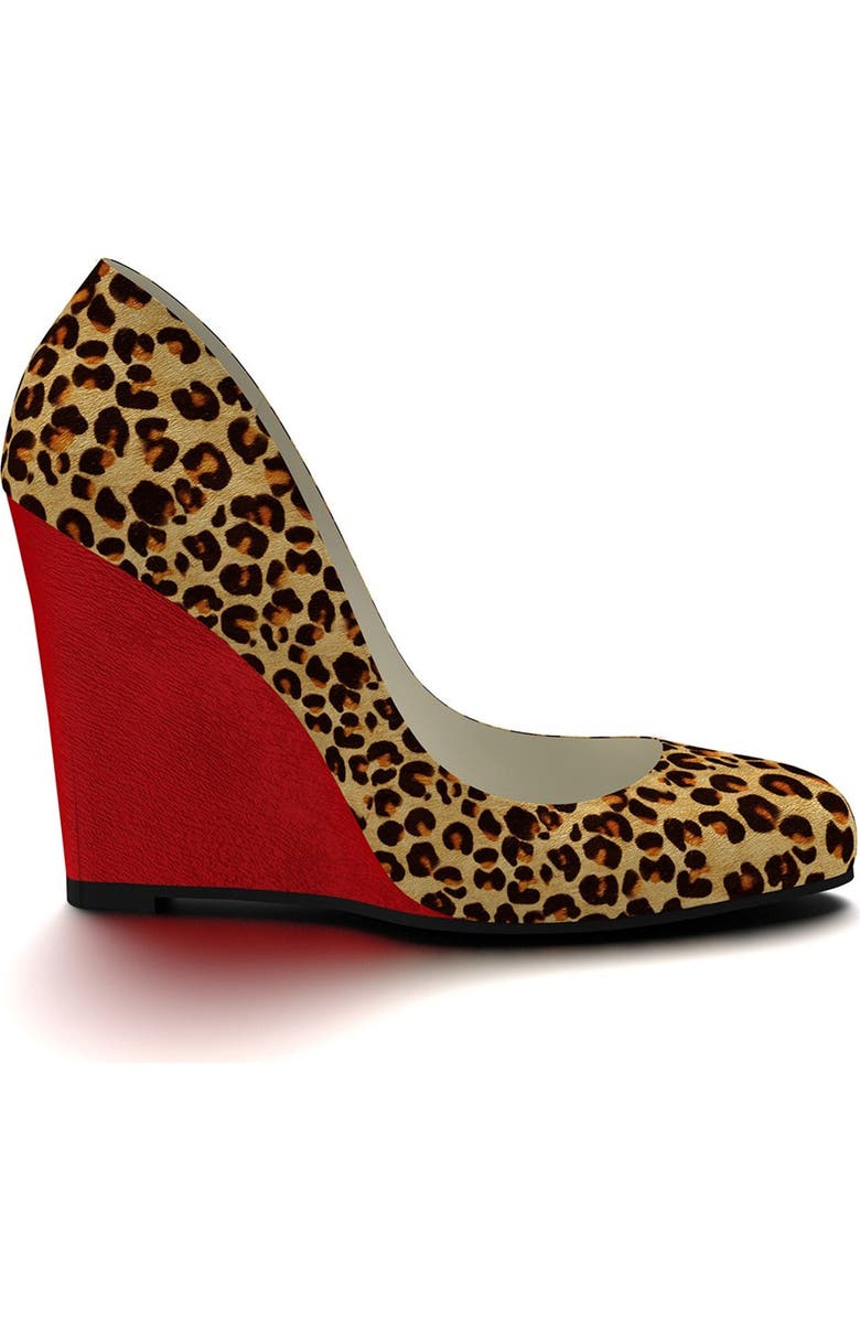 Shoes of Prey Leopard Genuine Calf Hair Wedge Pump, Alternate, color,