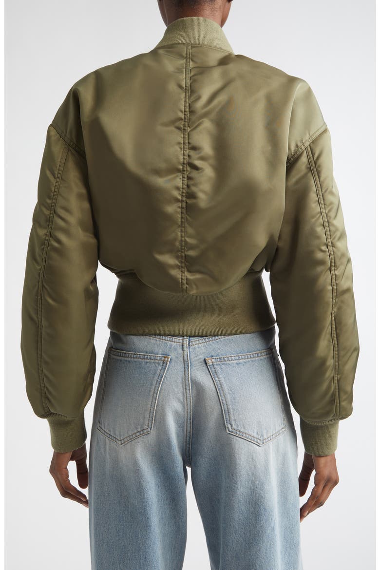 Crop Bomber Jacket, Alternate, color, KAKI